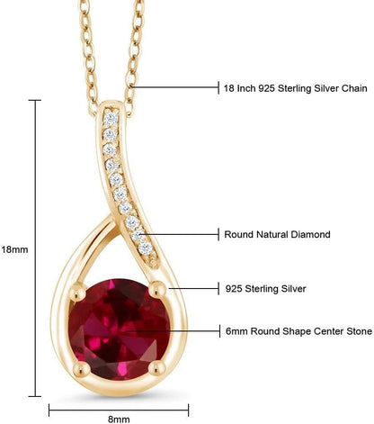 925 Sterling Silver 6MM round Gemstone Birthstone and White Diamond Necklace | Infinity Pendant Necklace for Women | with 18 Inch Chain