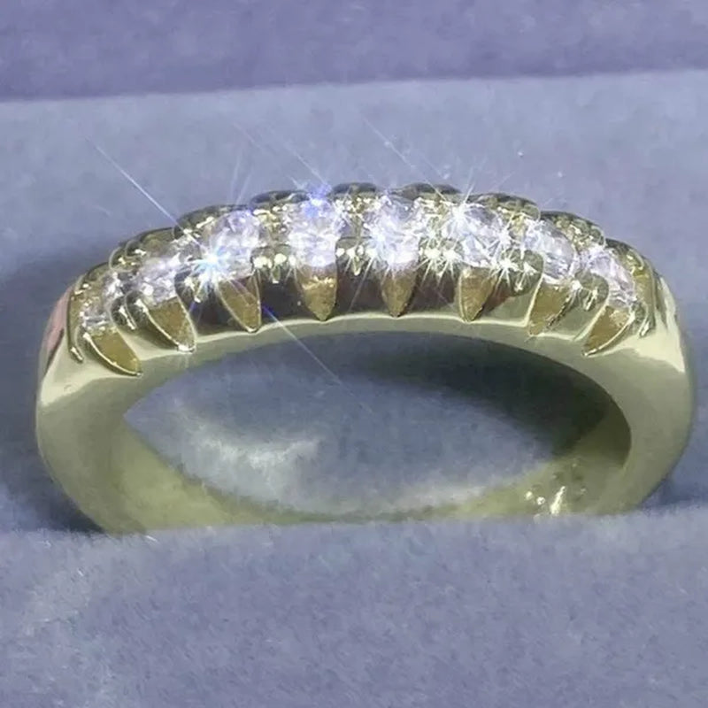Luxury Silver /18K Gold Ring 925 Sterling Silver Womens Ring White Sapphire Wedding Band Engagement Diamond Ring Fine Jewelry Christmas Gift Size:6 7 8 9 10