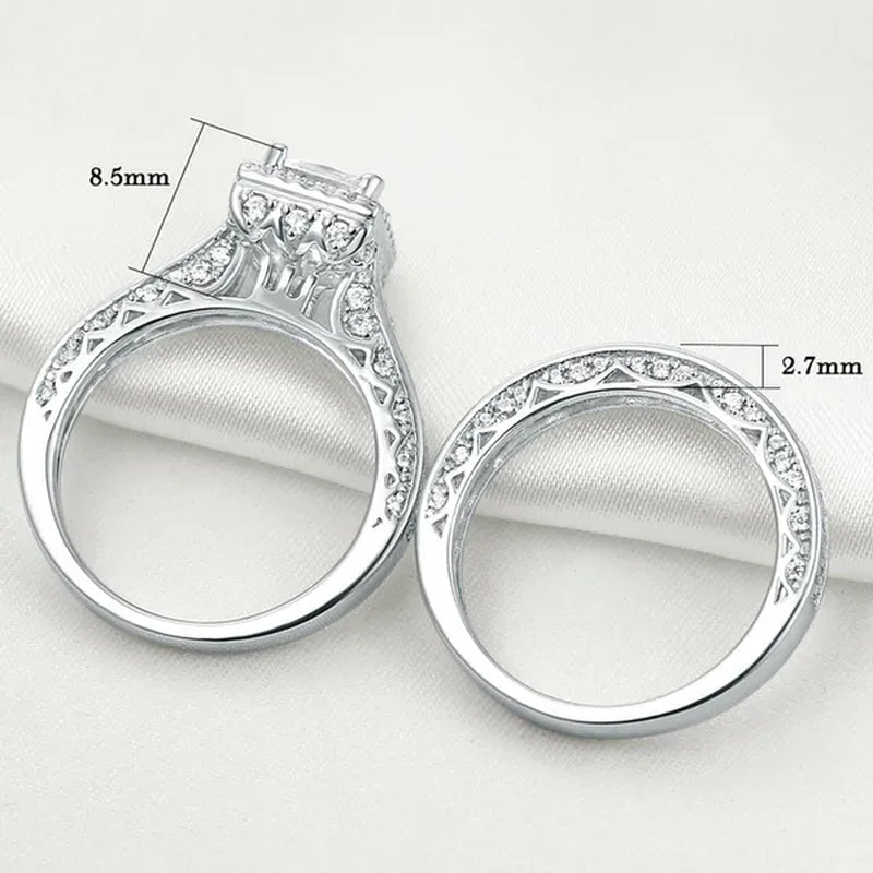 Newshe Vintage Wedding Ring Sets  Engagement Rings for Women Princess Cut AAAAA CZ 925 Sterling Silver Jewelry Gift Sz 4-13