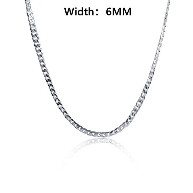 Wholesale High Quality 925 Sterling Silver Fashion Jewelry Set 925 Silver Curb Link Chain Bracelet & Necklace16-30 Inches for Women and Men