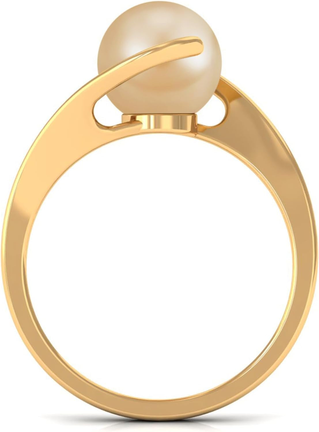 South Sea Pearl Ring for Women, Golden South Sea Pearl Solitaire Ring, South Sea Pearl Gold Bypass Ring, June Birthstone Ring