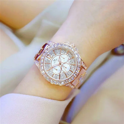 New Arrival Famous Brand Bling Watch Women Luxury Austrian Crystals Watch Rose Gold Shinning Diomand Rhinestone Fashion Bracelet