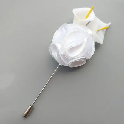 10pcs/lot Handmade Mini Calla Bride Groom Corsage Bridesmaid Sister Dress Flower Boutonniere Men's Suit Brooch Pin Wedding flower