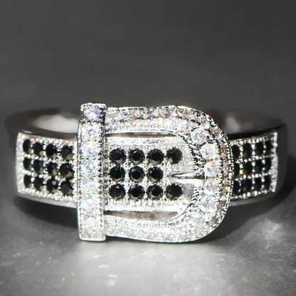 Noble  Silver White Sapphire Birthstone Gemstones Engagement Wedding Belt Ring Size 6 7 8 9 10