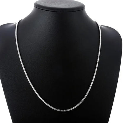 2MM Silver Round Snake Chain Necklace Solid Silver Chain for Pendants Flexible 925 Snake Chain Jewelry