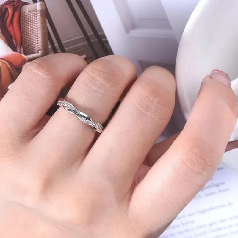 Diamond Ring Engagement Ring Diamond Anniversary Twined Vine Simple Infinity Eternity Ring Bridal Women Promise Ring Anniversary Gold Wedding Bands Size 4-10
