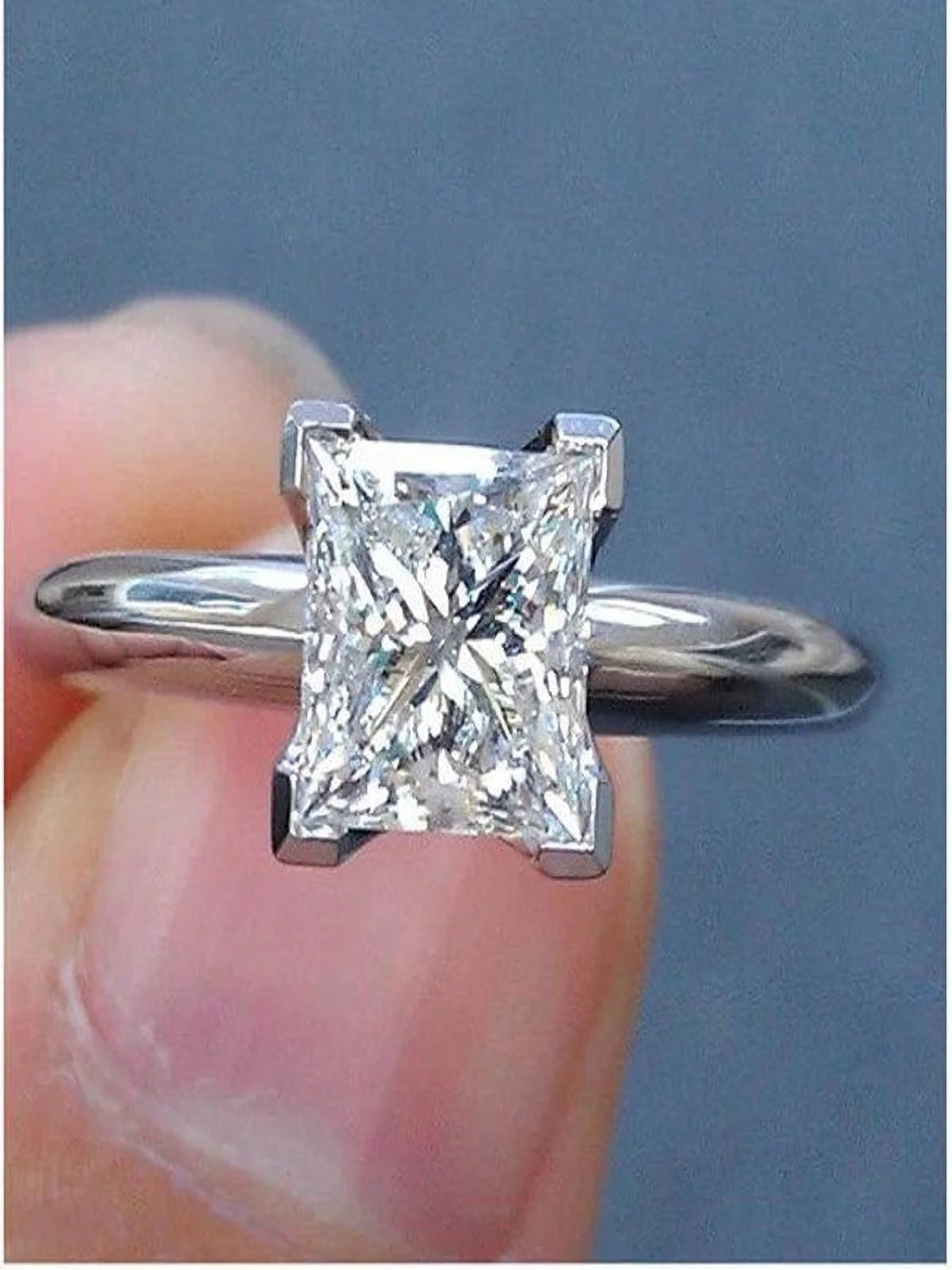Limited Time Sale 1 Carat Princess Cut Moissanite Diamond Engagement Ring in 10K White Gold on Sale under 300
