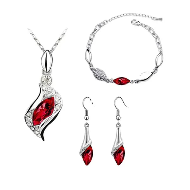 2022 Elegant Luxury Simple 18k Gold Sterling Silver Rose Gold Color Austrian Crystal Pendant Necklace Earring Bracelet 925 Sterling Silver Engagement Jewelry Set Lady Gift Birthday Gift Jewelry Set