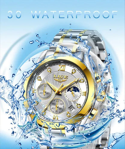 LIGE 2020 New Gold Watch Women Watches Ladies Creative Steel Women's Bracelet Watches Female Waterproof Clock Relogio Feminino
