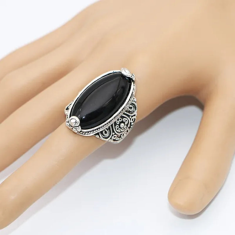 Wholesaler Lot 5Pcs Bohemian Wave Sapphire Ring Retro Turquoise White Black Red Green Blue Ring Women Jewelry