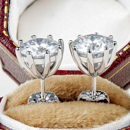 1 Pair Solitaire Diamond Stud Earrings for Women Bridal Wedding Moissanite Earrings