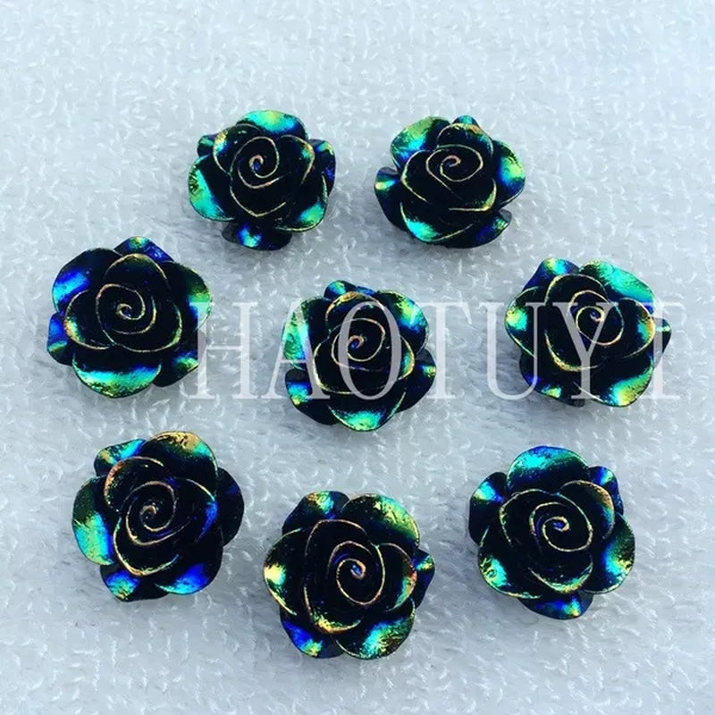 60pcs 10mm New fashion style Flower Rhinestone AB Resin Flatback handsewing gem stones crystal