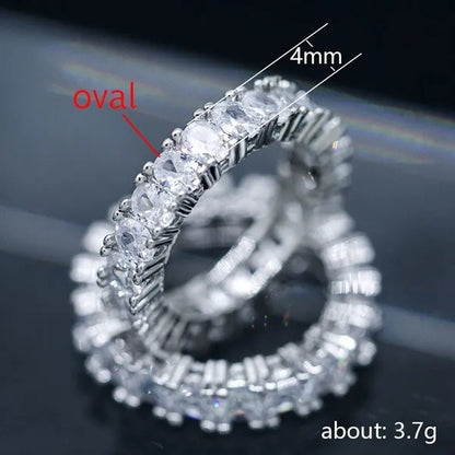 For Beauties! 1PC Pave Setting Square Heart Oval T-Shape Simulated Diamond CZ Eternity Band Engagement Wedding Stone Rings
