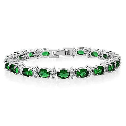 Gem Stone King 925 Sterling Silver Gorgeous Oval and Round Sparkling Cubic Zirconia CZ Tennis Bracelet Jewelry Gift