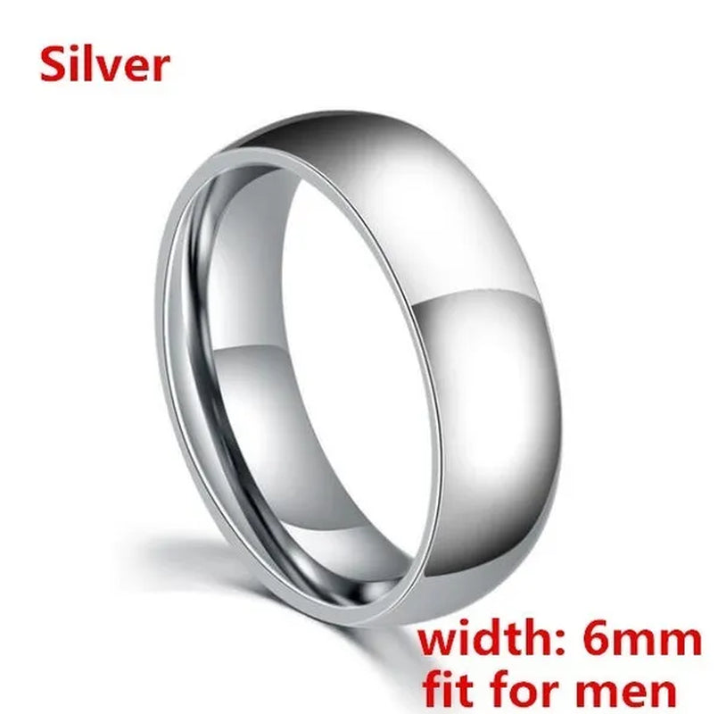 4/6/8mm Width Never Fade Gold Silver Plated Ring Men/Women Gift Classic Gold Wedding Bands Rings for Men Jewelry