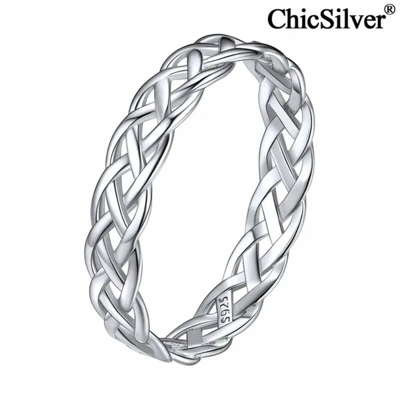 Chicsilver 925 Sterling Silver Ring for Women Men 4Mm Celtic Knot Wedding Band Eternity Ring Size 4 to 12