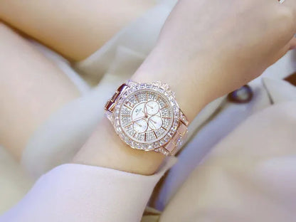 New Arrival Famous Brand Bling Watch Women Luxury Austrian Crystals Watch Rose Gold Shinning Diomand Rhinestone Fashion Bracelet