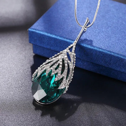 Fashion Crystal Diamond Water Dripping Sweater Chain Women's Geometric Long Necklace