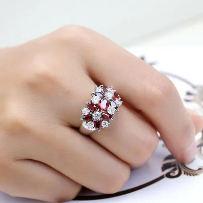 Fashion Women 925 Sterling Silver Sapphire & White Topaz Gemstones Rings Size 6 7 8 9 10