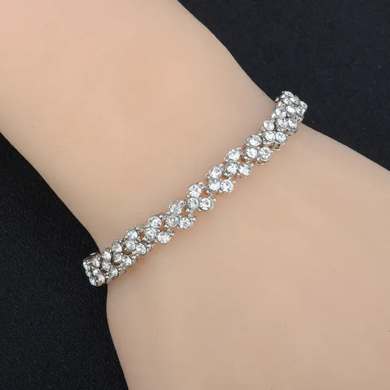 Hip Hop Bling Iced Out Cubic Zirconia Charm Bracelet Gold Silver Tennis Chain Bracelets Women 3 Row Link Chain Jewelry