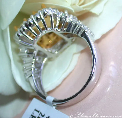 Sparkling 925 Sterling Silver Natural Gemstone Citrine Diamond Cluster Ring Party Bridal Wedding Women Jewelry Gifts Size 5 6 7 8 9 10