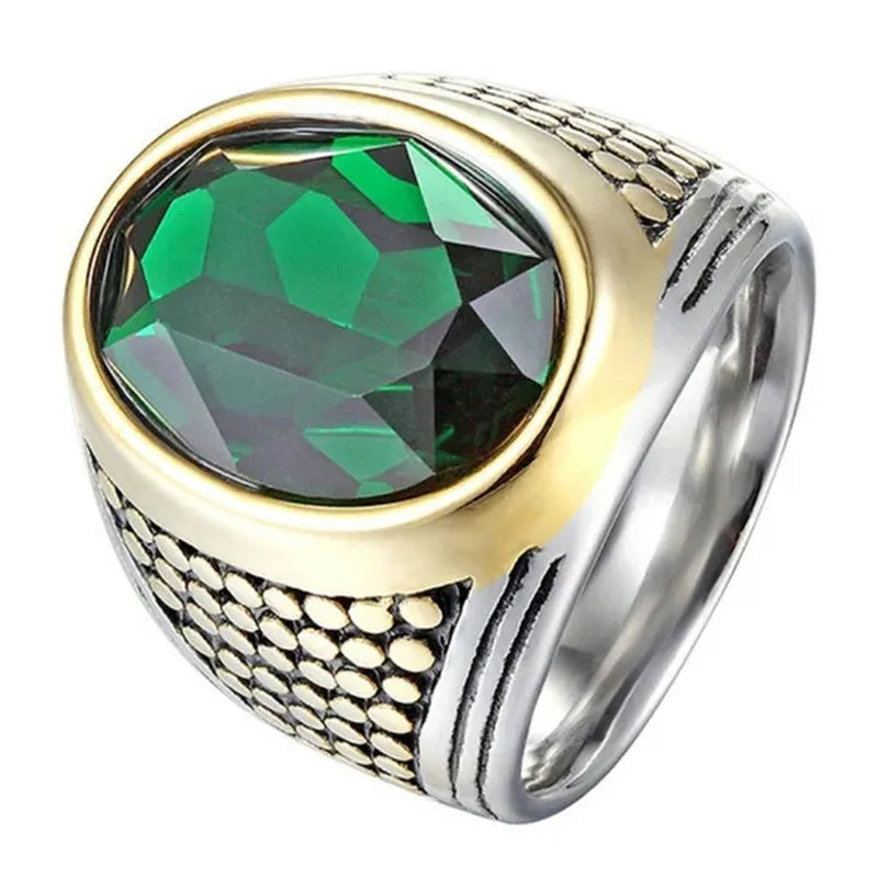 Business Men's Fashion Ring Red Zircon Ring Wedding Engagement Party Jewelry