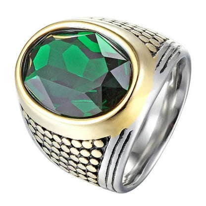 Business Men's Fashion Ring Red Zircon Ring Wedding Engagement Party Jewelry