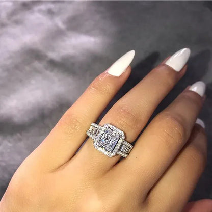 Luxury Ring Bridal Wedding Anniversary Gift Princess Engagement Party Rings