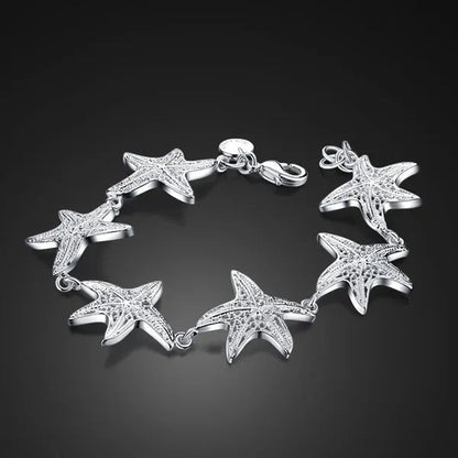 925 Sterling Silver Starfish Charm Bracelet Women Silver Jewelry Accessories