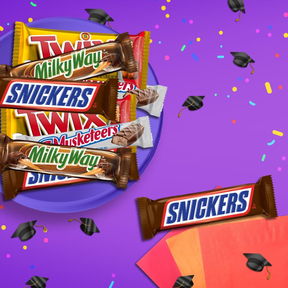 SNICKERS, TWIX, 3 MUSKETEERS & MILKY WAY Full Size Bars Variety Mix, 18-Count Box