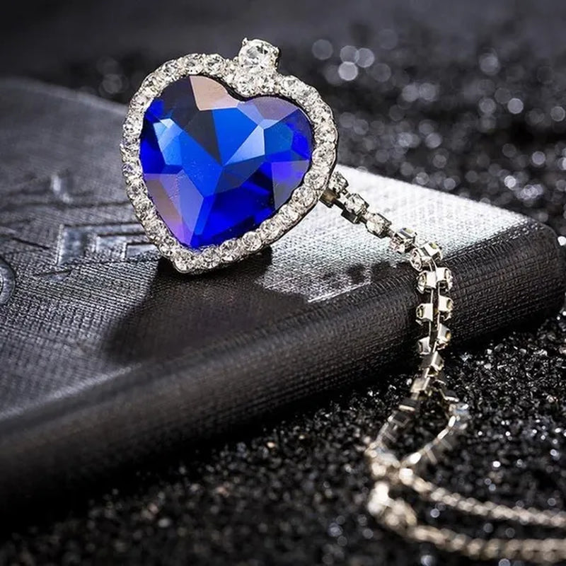 Titanic Heart of Ocean blue heart love forever pendant Necklace