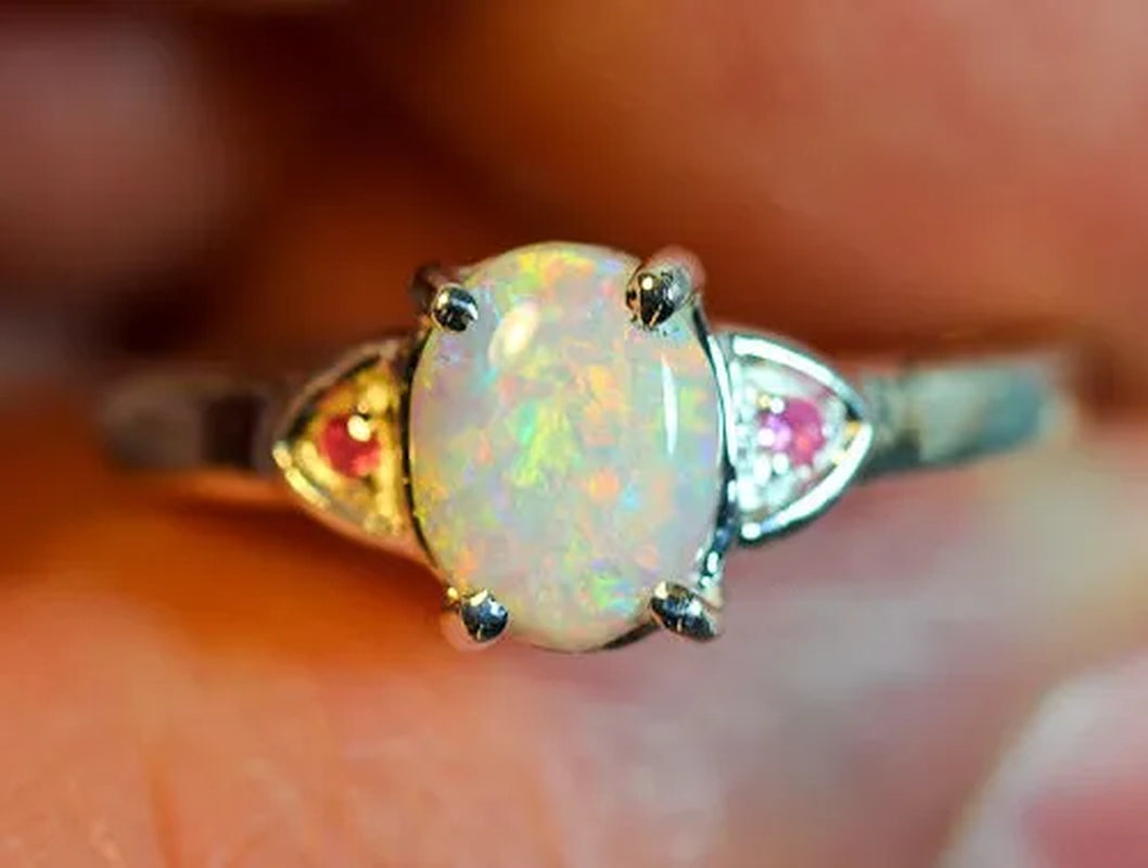 Women'S Jewelry Oval Fire Opal&Ruby 925 Sterling Silver Rings 5-10