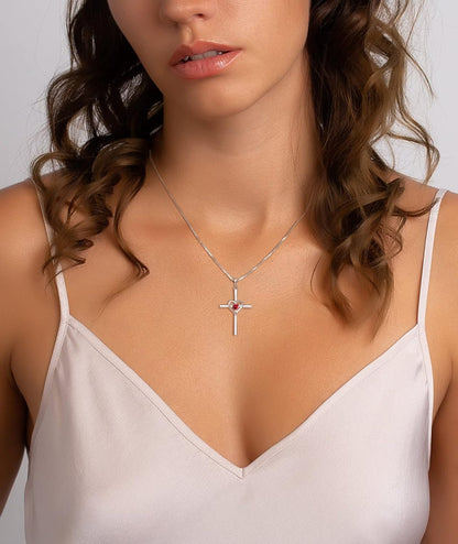 Heart Cross Necklace Sterling Silver Crucifix Pendant Gemstones Criss Jewelry for Women