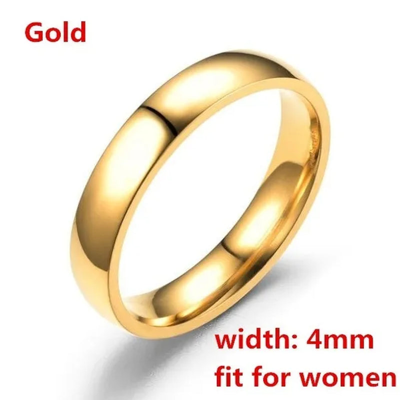4/6/8mm Width Never Fade Gold Silver Plated Ring Men/Women Gift Classic Gold Wedding Bands Rings for Men Jewelry