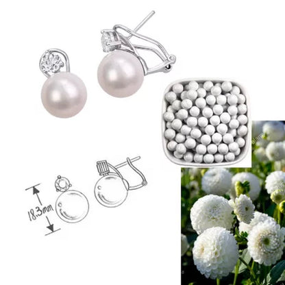 11-12 Mm White round Cultured Freshwater Pearl and White Topaz Clipback Earrings in Sterling Silver