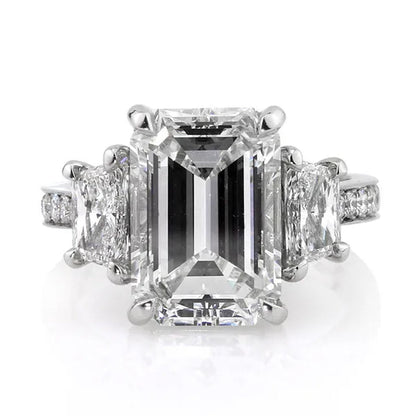 Gorgeous Square Cut White Sapphire Rings for Women Party 925 Sterling Silver 2 Stone Crystal Side Stone Rings Proposal Fine Jewelry