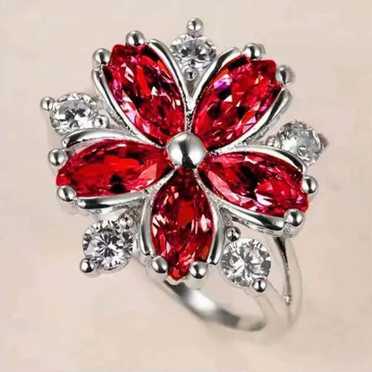 Elegant Women's Flower Ring Luxury  Pink Zircon Ring, Fashionable Flower Shape Women's Ring, Engagement, Wedding Ring, Princess Ring, Promise Ring, Valentine's Day, Christmas Gift. Size US5-11. Happy Shopping!