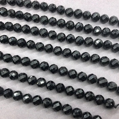 Black Tourmaline Beads 6-10mm Faceted Natural Stone Cut Gem Geometry DIY