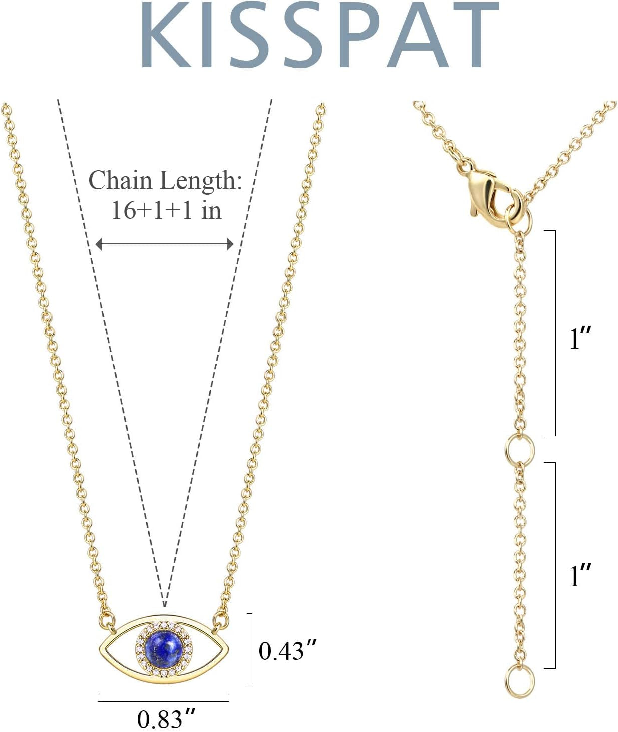14K Gold Dainty Evil Eye Necklace for Women | Gemstone Necklace | Real Crystal Necklace for Women