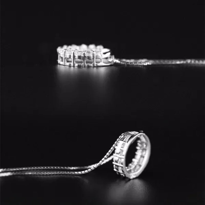 Exquisite 925 Sterling Silver Plated Moissanite Diamond Circle round Pendant Necklaces for Women Party Necklace Dress Accessories