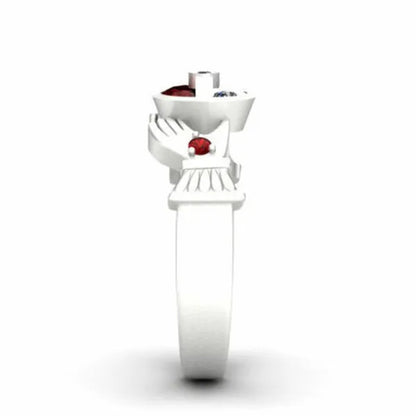 Unique Silver Anniversary Statement Ring Natural Gemstones Ruby Ring Wedding Bride Engagement Band Charm Ring Jewelry