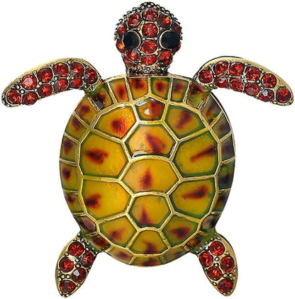 2023 New Floral Brooch Pin Gold Plated Flower and Bee/Sea Turtle Decorative Garment Dress Jewelry for Rose (B, One Size)