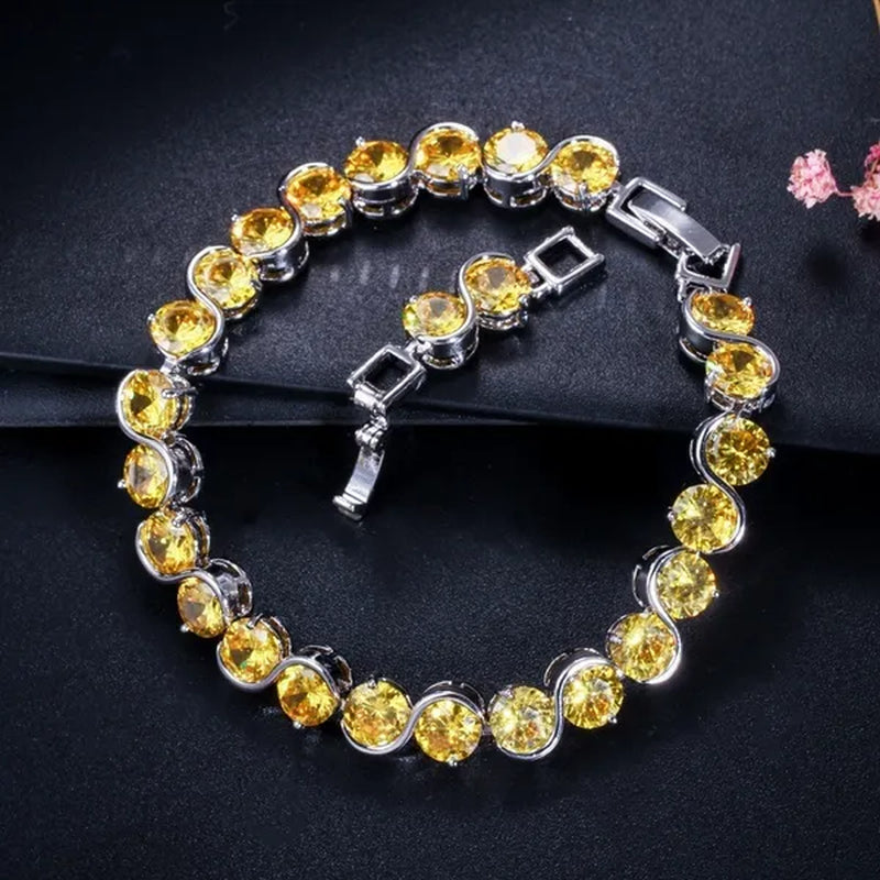 CANDICE White Gold Plated Natural Purple Crystal Bracelets Bangles For Femme Romantic Gift 18CM