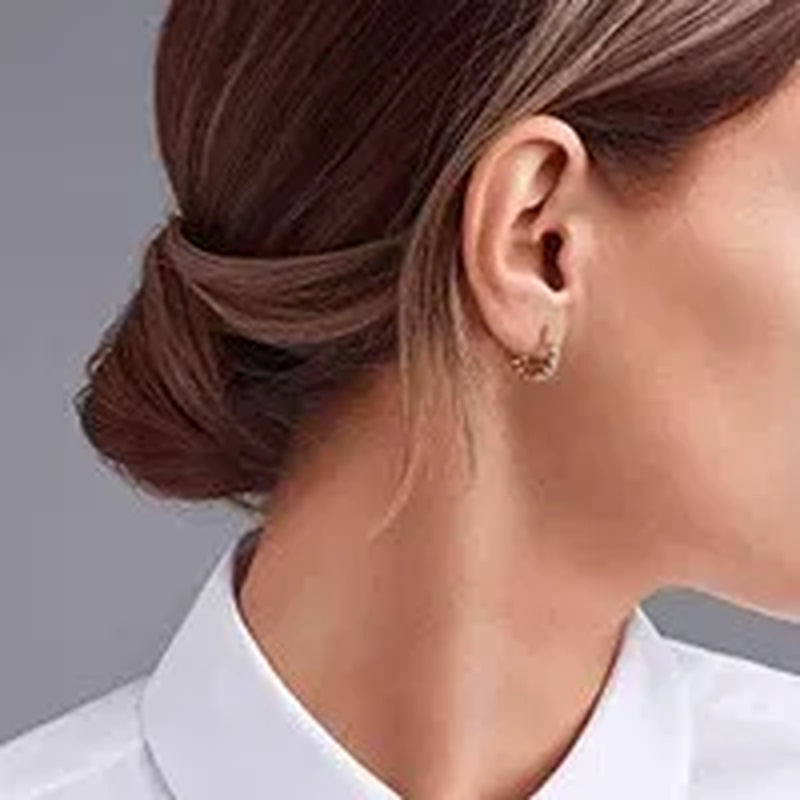 18K Gold Plated 925 Sterling Silver Post Diamond Party Engagement Hoop Earrings for Women Elegant Gift