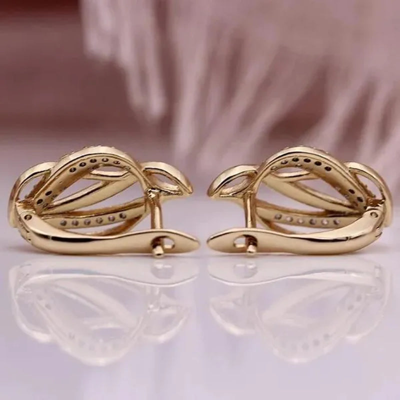 Trendy 18K Gold Diamond Infinity Earrings for Women Bridal Wedding Huggie Earrings Jewelry Gift