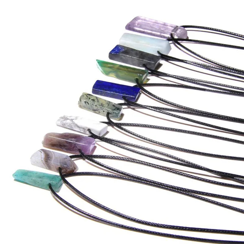 Natural Minerals Lucky Reiki Healing Crystal Quartz Stone Necklace Jewelry Pendulum Natural Tigereye Lazuli Citrin Necklace