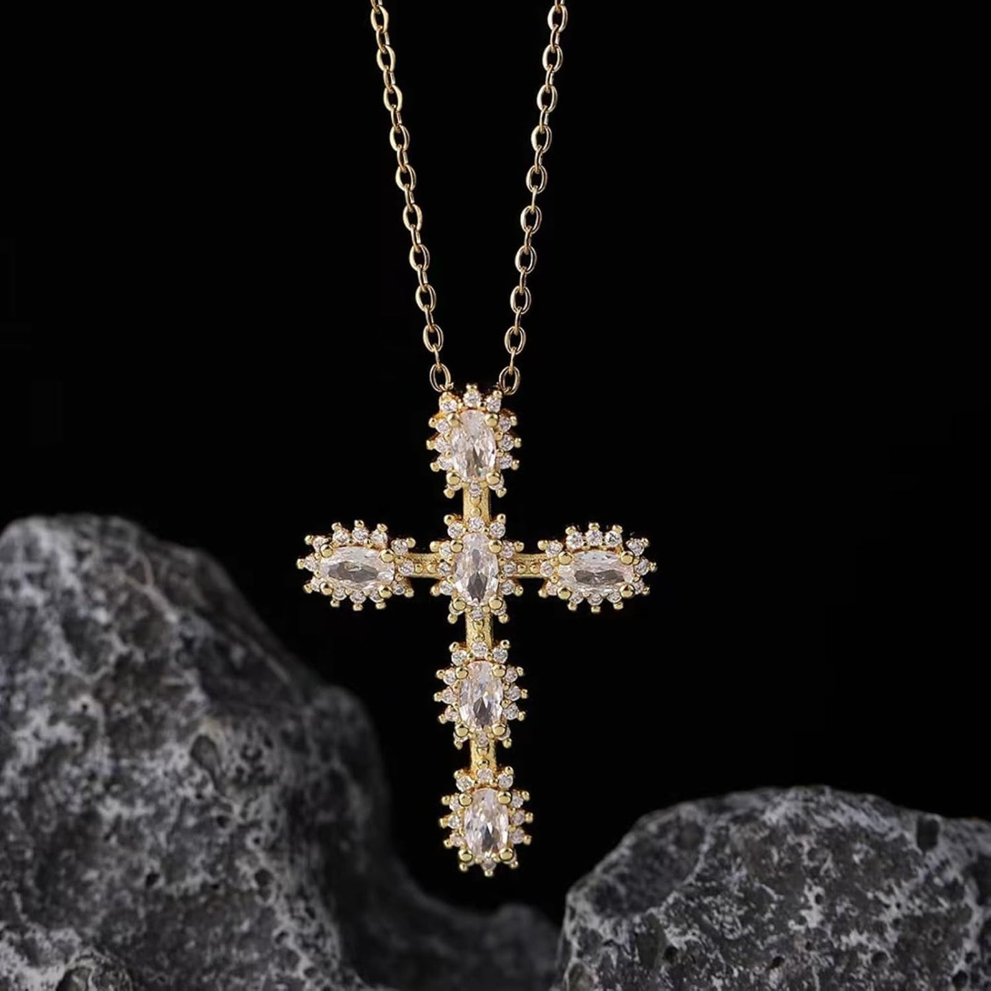 Gold Cross Necklace for Women - Handmade CZ Dainty Faith Pendant Necklace, 18K Plated Hypoallergenic Jewelry Gifts