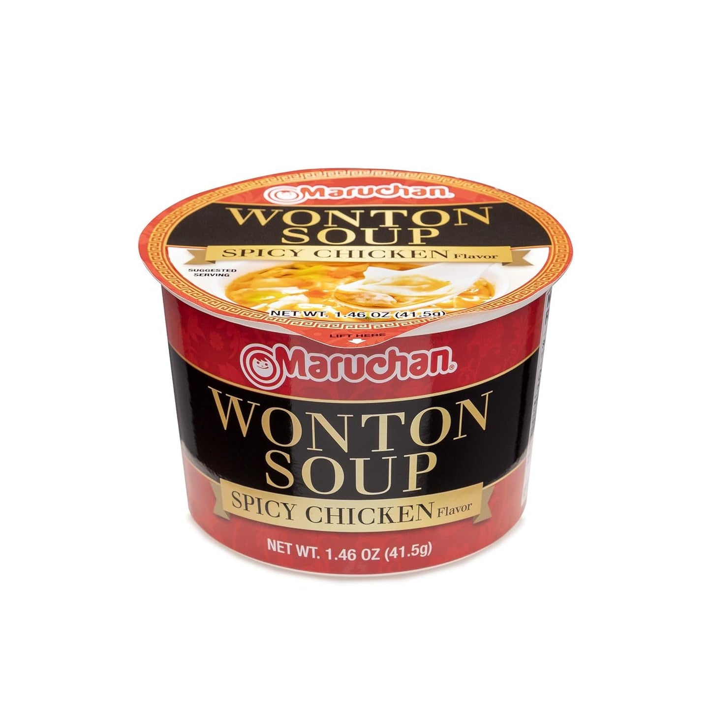 Microwavable Bowl Wonton Hot and Spicy Chicken Flavor, Pack of 8