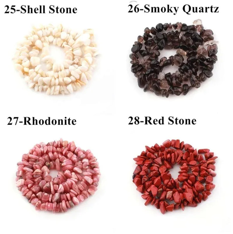 80Kinds 5-8MM natural stone irregular shape free-form chip beads tiger eye amethyst turquoise white crystal red coral Lapis lazuli used for jewelry making DIY bracelet 30"