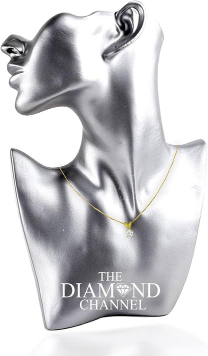 NATURAL Diamond 4-Prong Pendant Necklace with 16”+2” Extender - 14K Gold Diamond Pendant - Fine Jewelry for Women